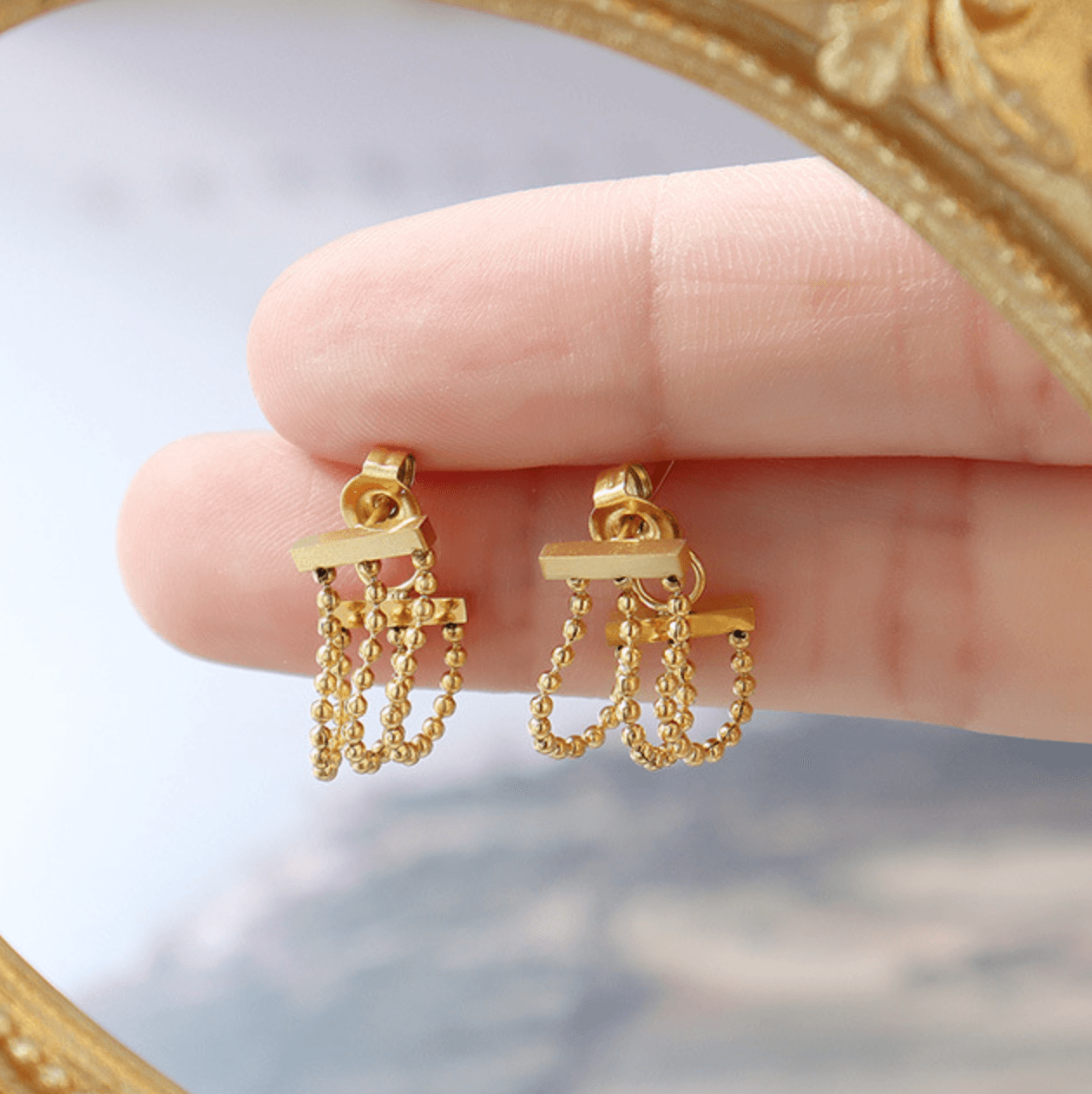 Multi- layered Bead Tassel Earrings - zuzumia