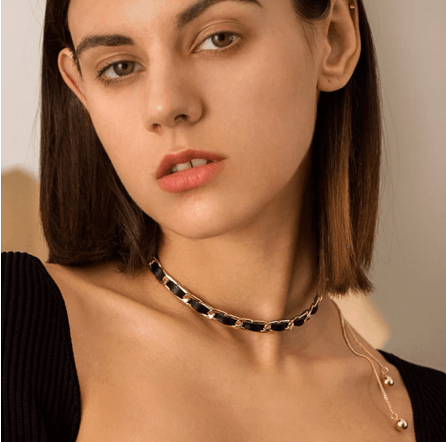 Leather Rope Chain Tassel Pull Necklace - zuzumia