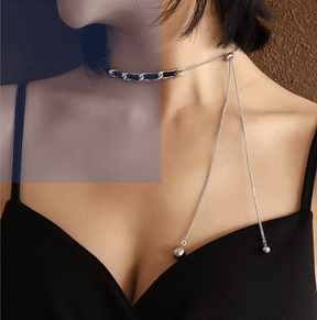 Leather Rope Chain Tassel Pull Necklace