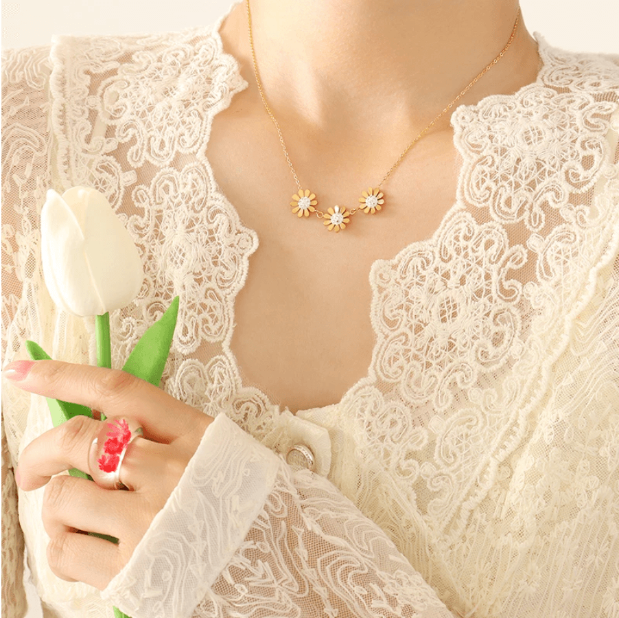 Daisy Flower Pendant Necklace - zuzumia