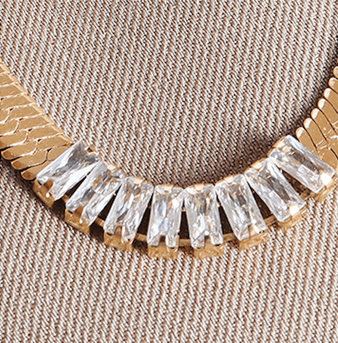 Zircon Choker Necklace Bracelet Set - zuzumia