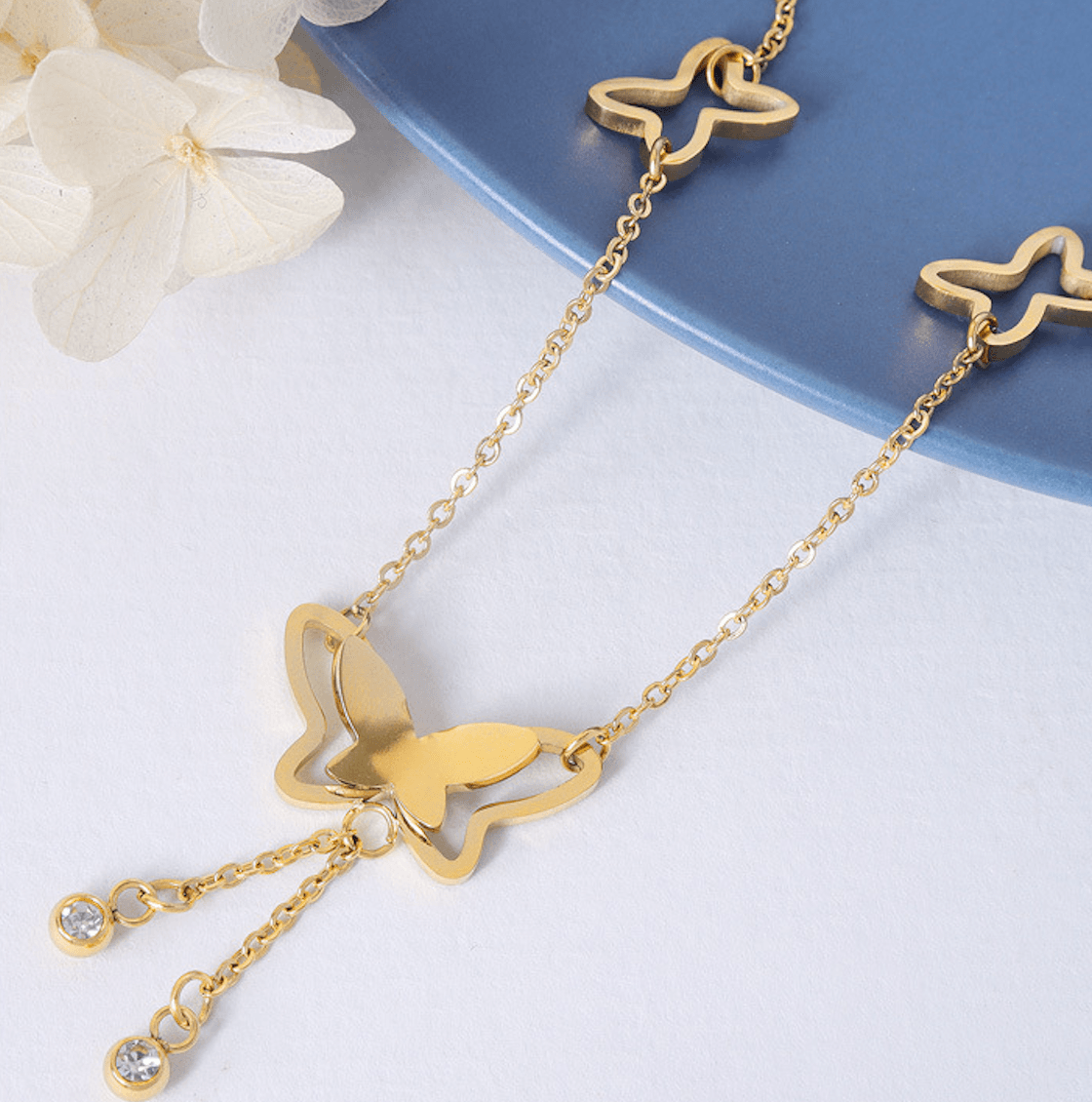 Butterfly Three-Dimensional Zircon Anklet - zuzumia