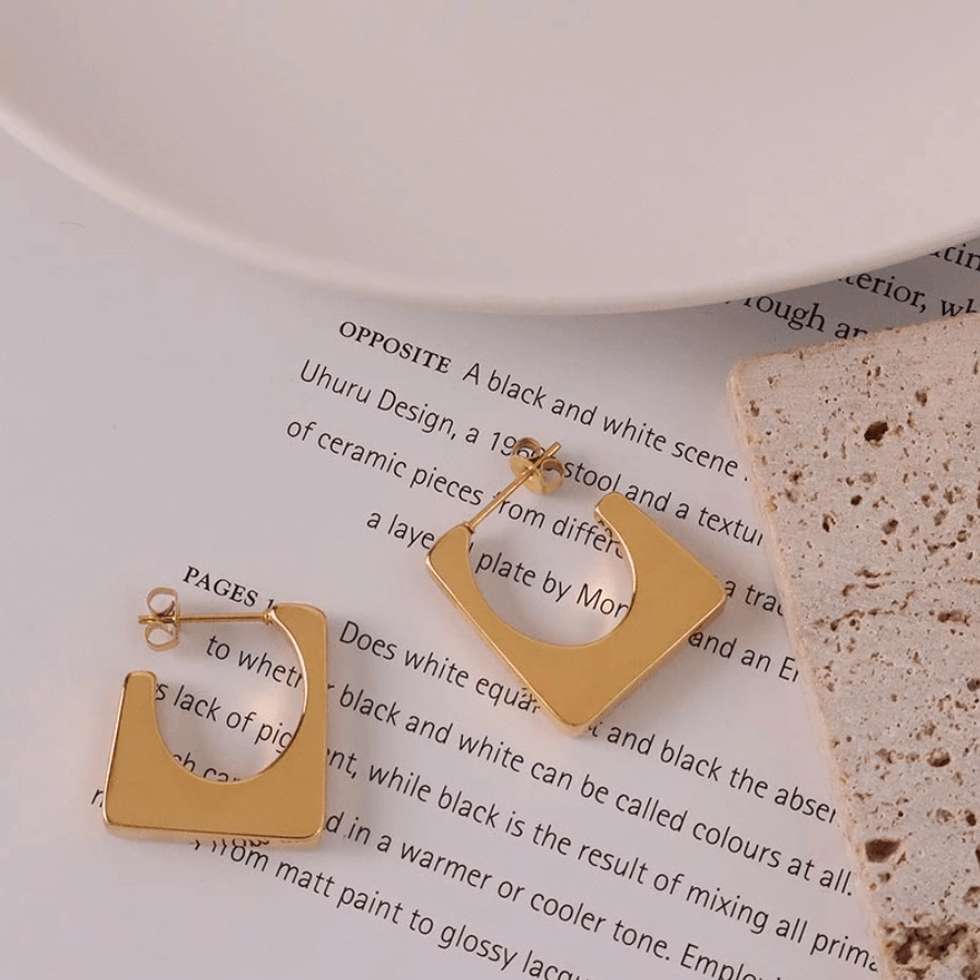 Stainless Steel Geometric Stud Earrings - zuzumia