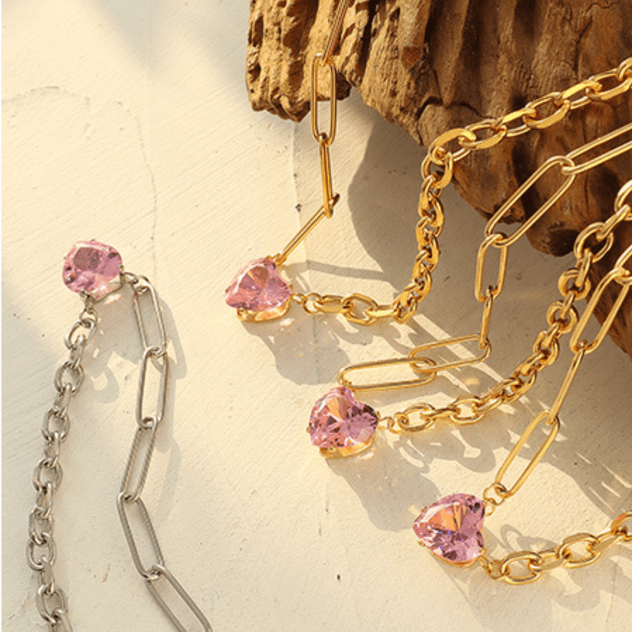 Heart Zircon Pendant Necklace - zuzumia