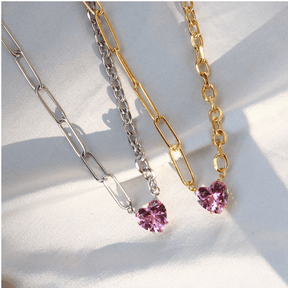 Heart Zircon Pendant Necklace - zuzumia