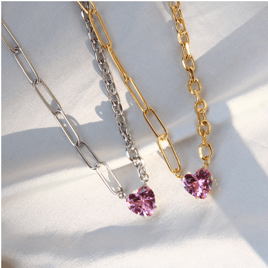 Heart Zircon Pendant Necklace - zuzumia