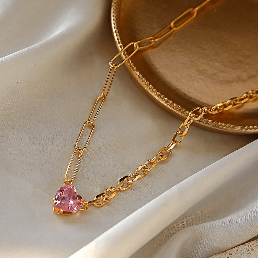 Heart Zircon Pendant Necklace - zuzumia