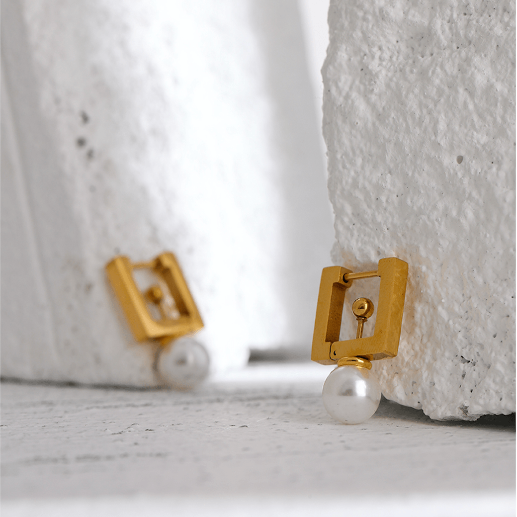 Square Pearl Earrings - zuzumia