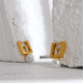 Square Pearl Earrings - zuzumia