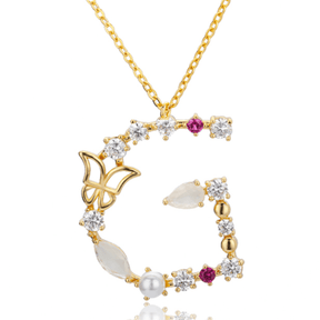 Colorful Zircon Initial Necklace - zuzumia