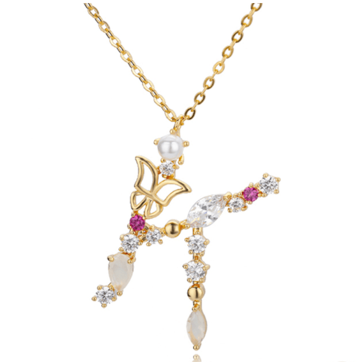 Colorful Zircon Initial Necklace - zuzumia