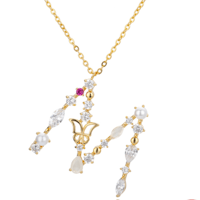 Colorful Zircon Initial Necklace