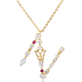 Colorful Zircon Initial Necklace - zuzumia