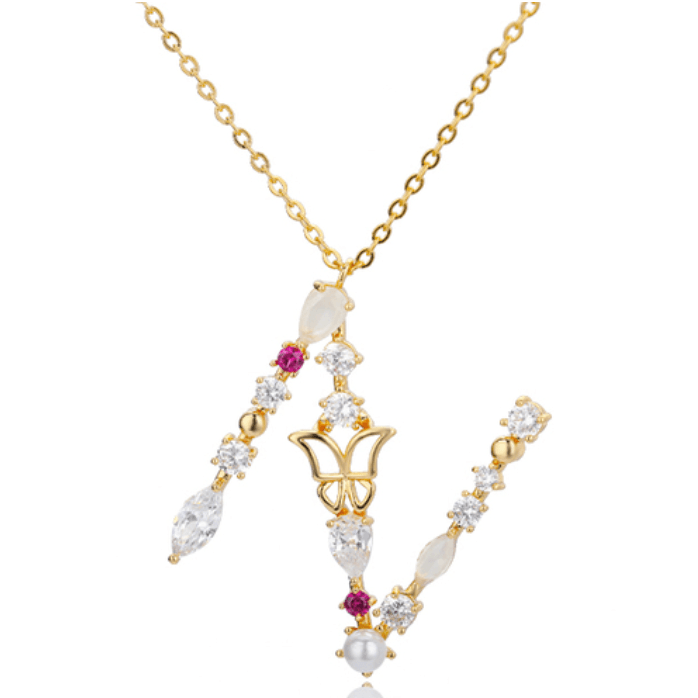 Colorful Zircon Initial Necklace - zuzumia