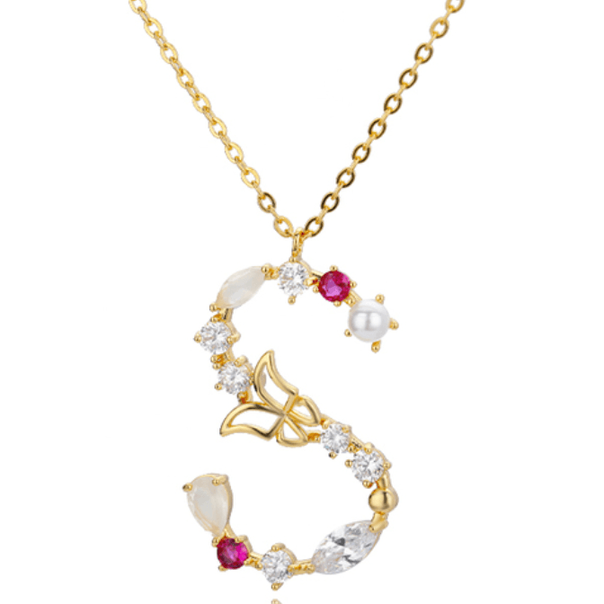Colorful Zircon Initial Necklace - zuzumia
