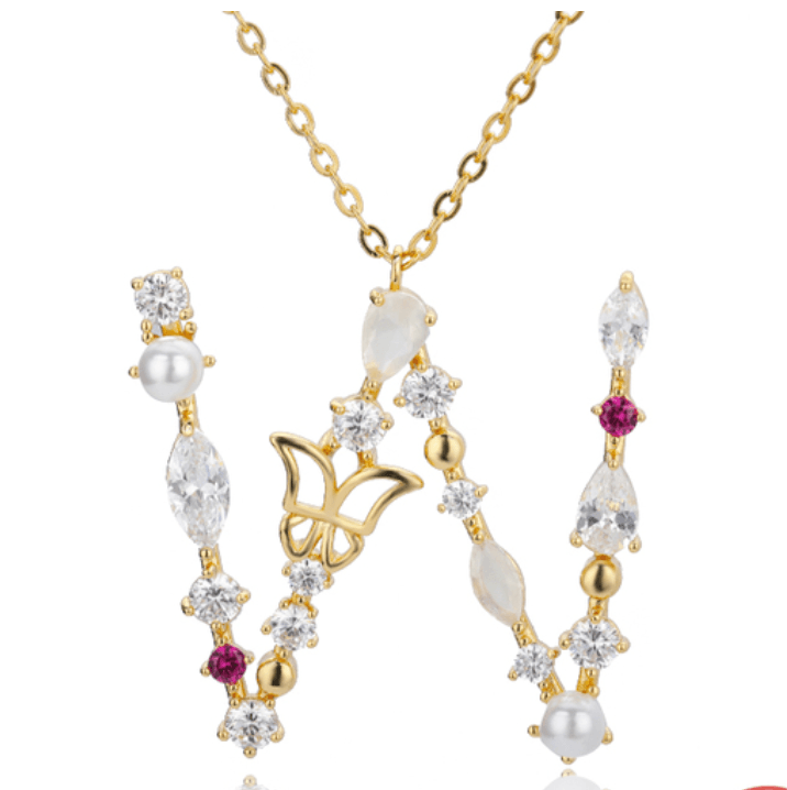 Colorful Zircon Initial Necklace - zuzumia