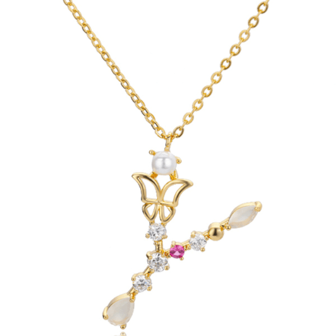 Colorful Zircon Initial Necklace - zuzumia