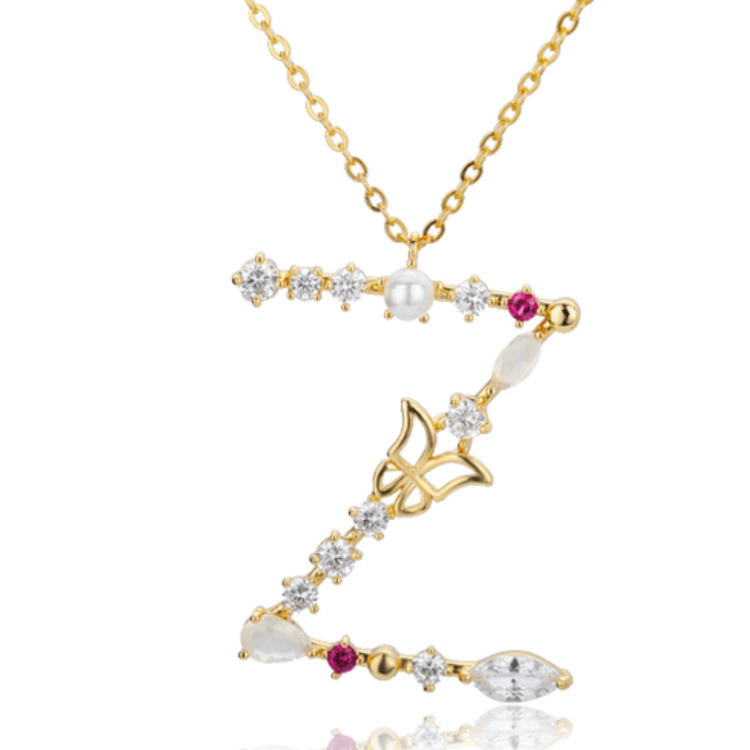 Colorful Zircon Initial Necklace - zuzumia