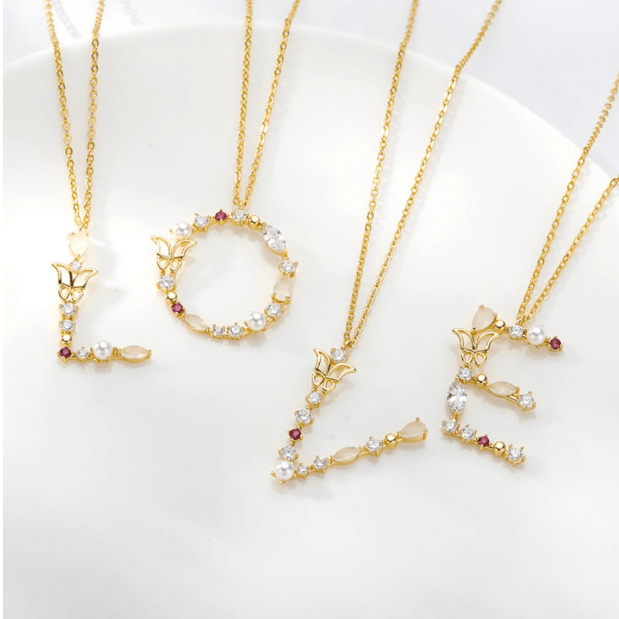 Colorful Zircon Initial Necklace - zuzumia