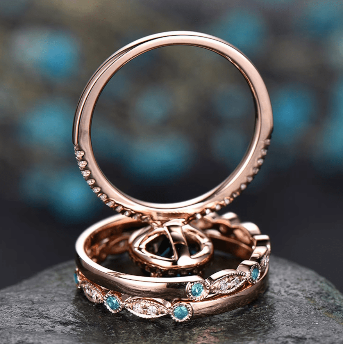 Engagement Wedding 3-Pieces Ring Set