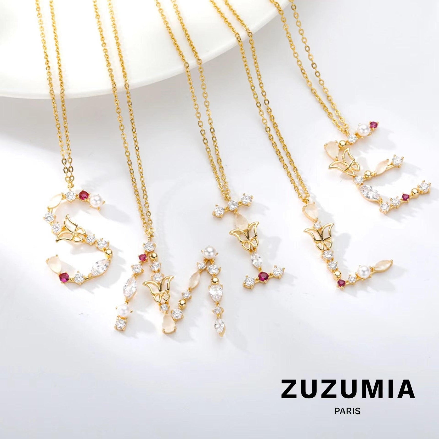 Colorful Zircon Initial Necklace - zuzumia