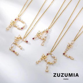 Colorful Zircon Initial Necklace
