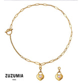 Exquisite Glass Stone Heart Removable Pendant Necklace - zuzumia