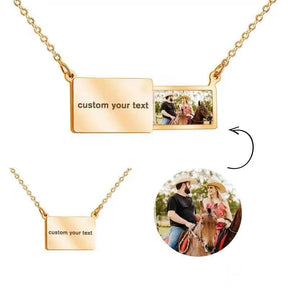 Custom Photo Engrave Lettering Envelope Pendant Necklace