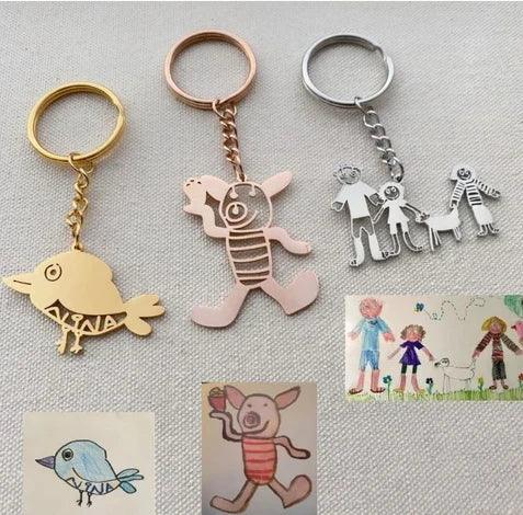 Customized Children's Drawing Necklace & Keychain