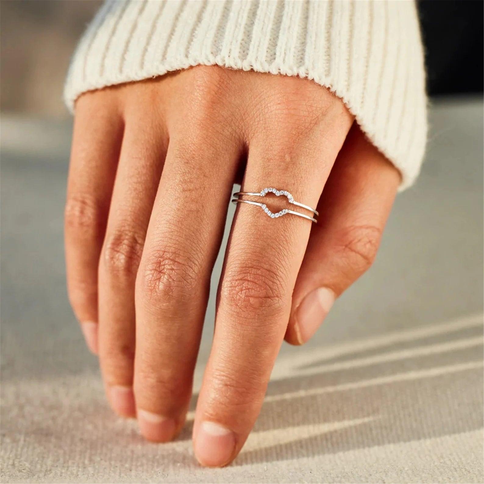 Mother&Daughter Layered Heart Ring - zuzumia
