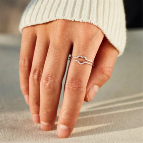 Mother&Daughter Layered Heart Ring - zuzumia