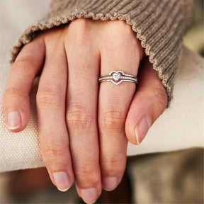 Mother&Daughter Layered Heart Ring - zuzumia